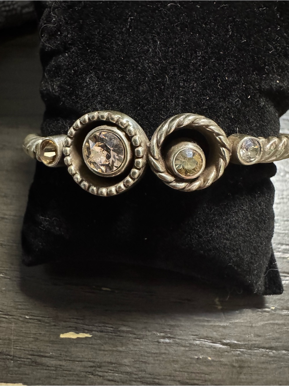Brighton Silver Tone Crystal Accent Cuff Bracelet - Clear